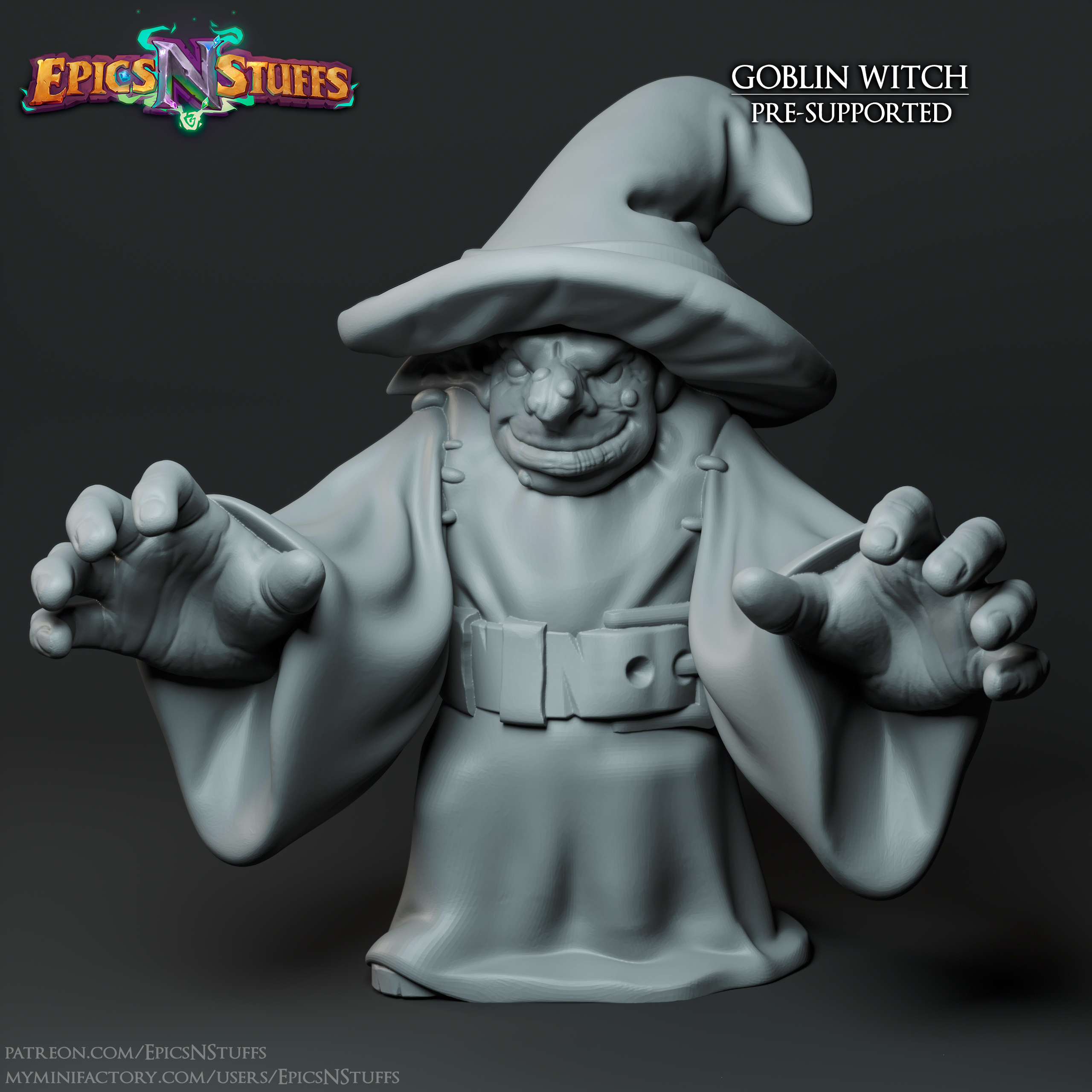 Goblin Witch Miniature - pre-supported